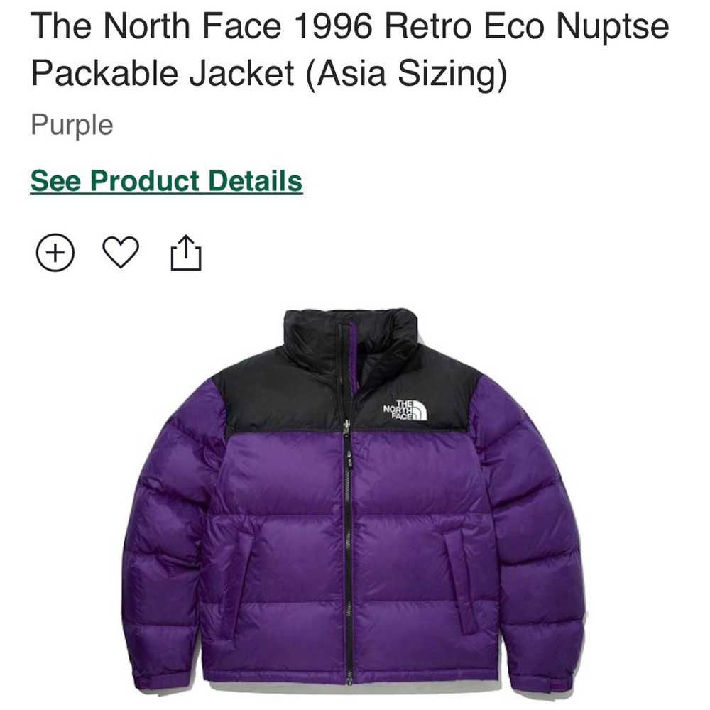 The North Face 1996 Retro Eco Nuptse Jacket- purple